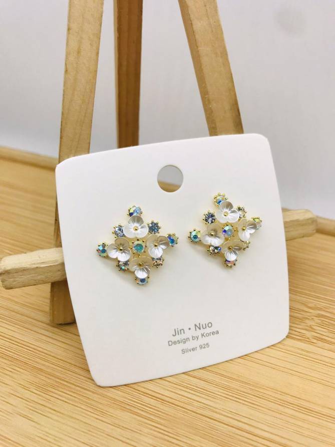 2 AD Diamond Steel And Rose Gold Party Wear Earrings Manufacturers
